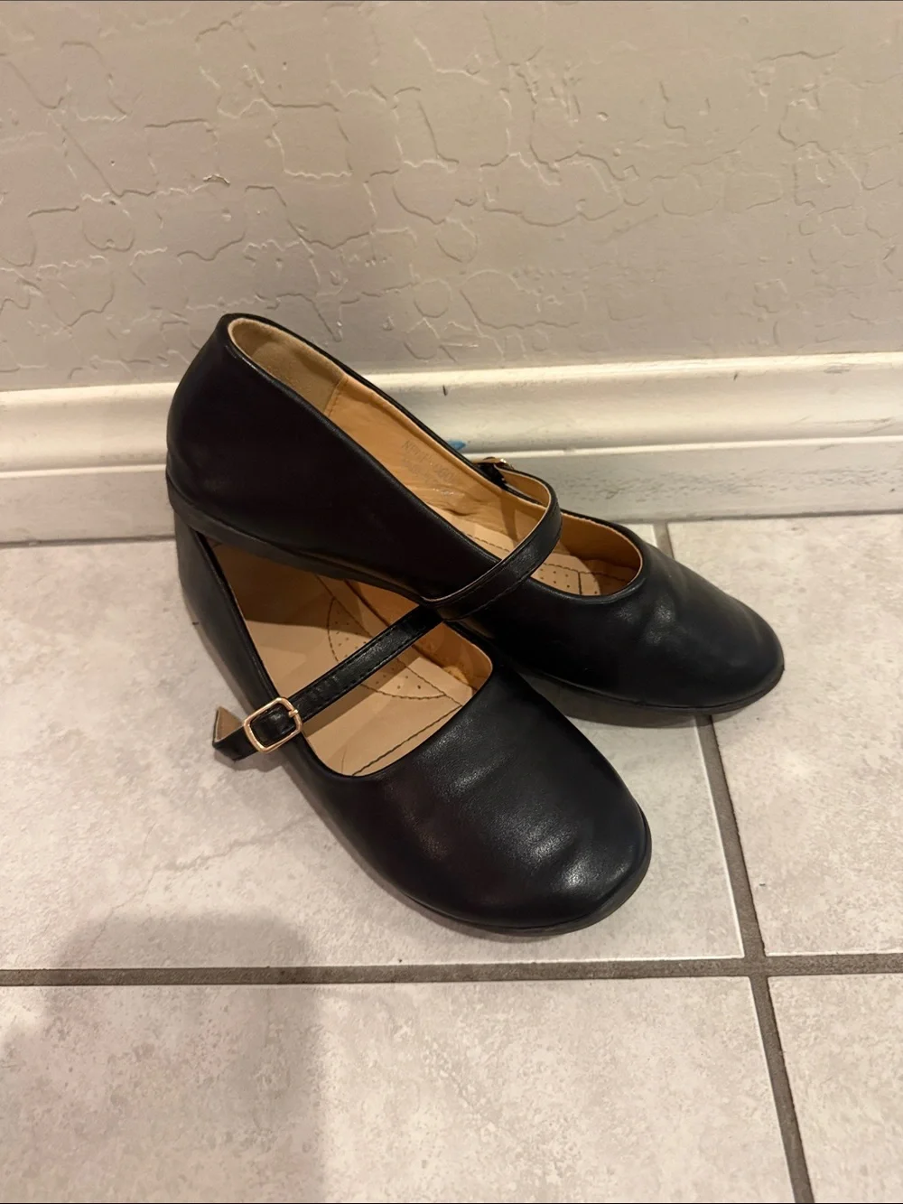 Black Mary Jane Heels with Buckle Strap